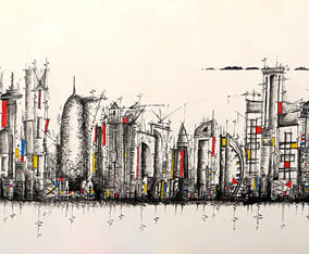 Doha Skyline - Mondrian style 1 2015